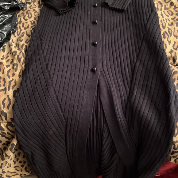 Venus size  small Black ribbed sweater dress or cardigan - Picture 4 of 12
